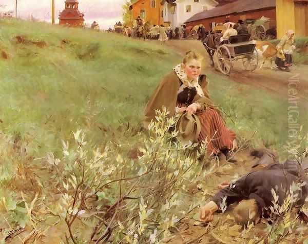 Mora Marknad (The Mora Fair) Oil Painting by Anders Zorn