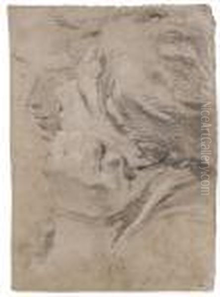 A Study Of Two Male Heads Oil Painting by Giovanni Battista Tiepolo