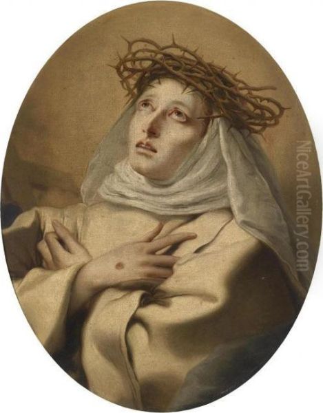 Saint Catherine Of Siena Oil Painting by Giovanni Battista Tiepolo