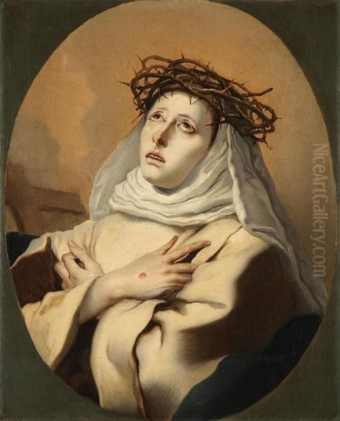 Saint Catherine Of Siena Oil Painting by Giovanni Battista Tiepolo