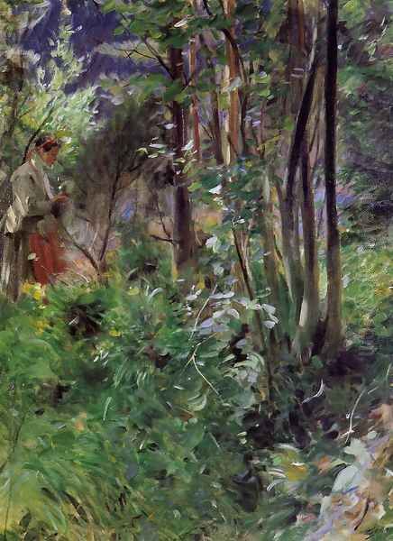 A Woman in a Forest Oil Painting by Anders Zorn