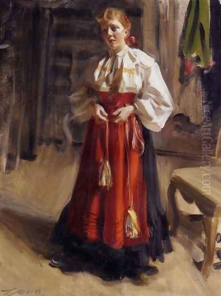 Girl in an Orsa Costume Oil Painting by Anders Zorn