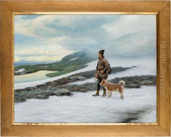 Same Med Hund Oil Painting by Johan Tiren