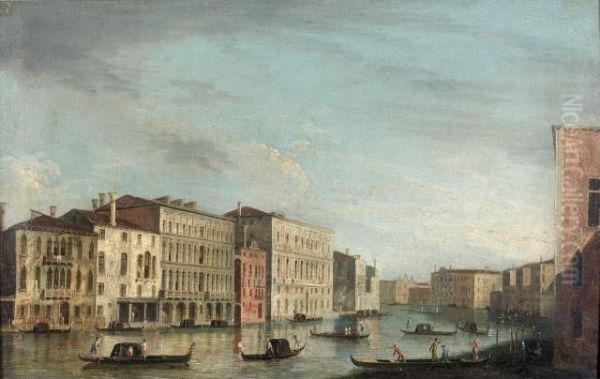 Vue Des Zattere, De San Spirito 
Vers San Andrea Et Vue Du Grand Canal Prise A La Hauteur Du Palais 
Foscari, Venise Oil Painting by Francesco Tironi