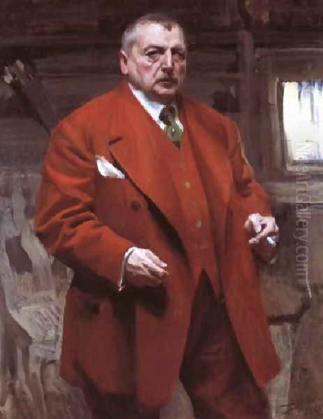 Självporträtt i rött (Self-portrait in red) Oil Painting by Anders Zorn