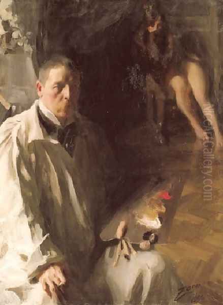 Självporträtt med modell (Self-portrait with a model) Oil Painting by Anders Zorn