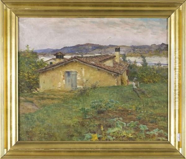 Casale Nella Campagna Toscana Oil Painting by Adolfo Tommasi