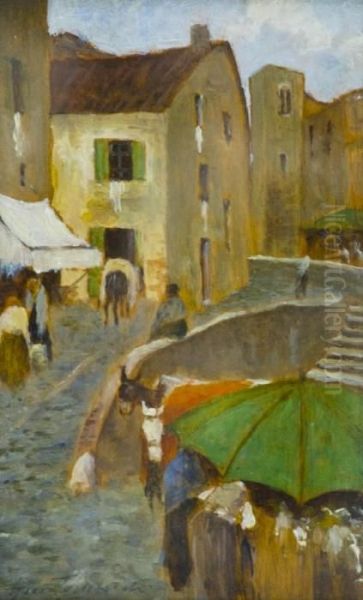 Giorno Di Mercato Oil Painting by Gino Tommasi