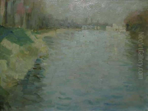 Sena La Courbevoie Oil Painting by Nicolae Tonitza