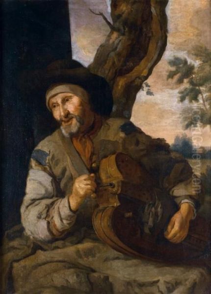 Un Joueur De Vielle Oil Painting by Jacob Van Toorenvliet