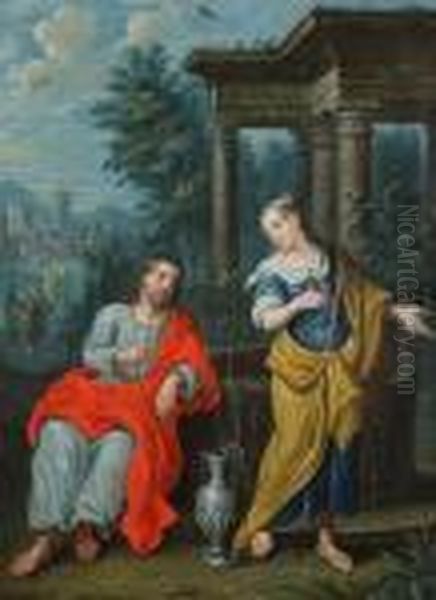 Christus En De Samaritaanse Vrouw Bij De Bron Oil Painting by Jacob Van Toorenvliet