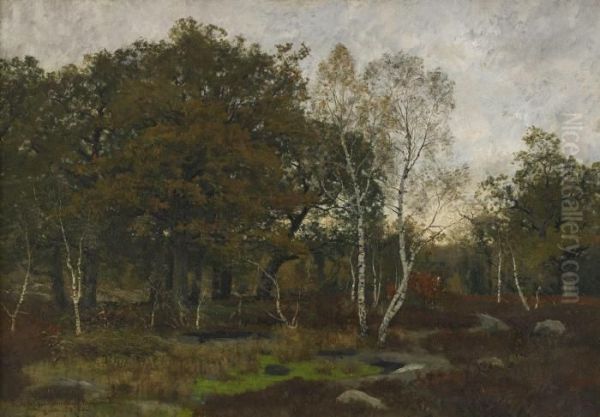 Hostlandskap Fran Fontainebleau Oil Painting by Oscar Emil Torna