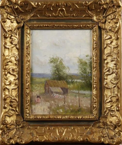 Landskap Med Kvinnofigur Oil Painting by Oscar Emil Torna