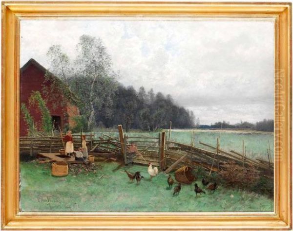 Sommarlandskap Fran Justero Oil Painting by Oscar Emil Torna