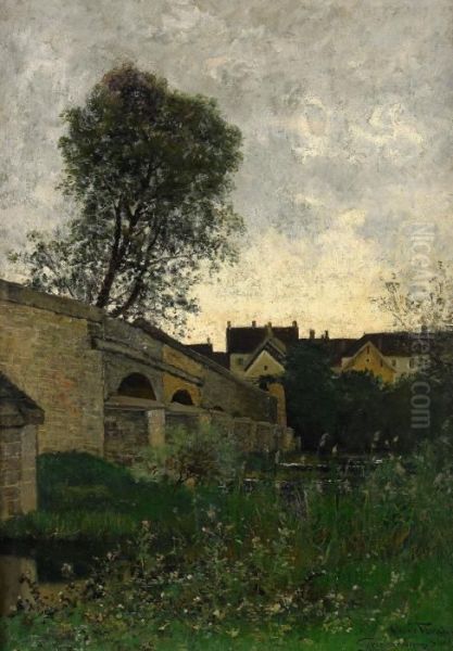 Stadsbild Fran Grez-sur-loing Oil Painting by Oscar Emil Torna