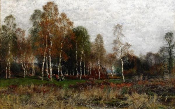 Landskap Med Bjorkar Oil Painting by Oscar Emil Torna