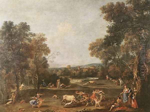 Bull-Hunting c. 1736 Oil Painting by Francesco Zuccarelli