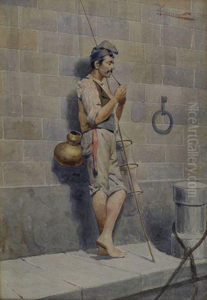 Fumatore Di Pipa Oil Painting by E. Torrini