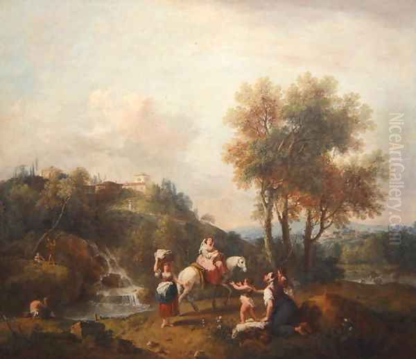 Landscape with a Lady on a Horse, c.1740-50 Oil Painting by Francesco Zuccarelli