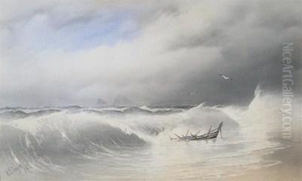 Breakers On The Shore Oil Painting by Henry E. Tozer