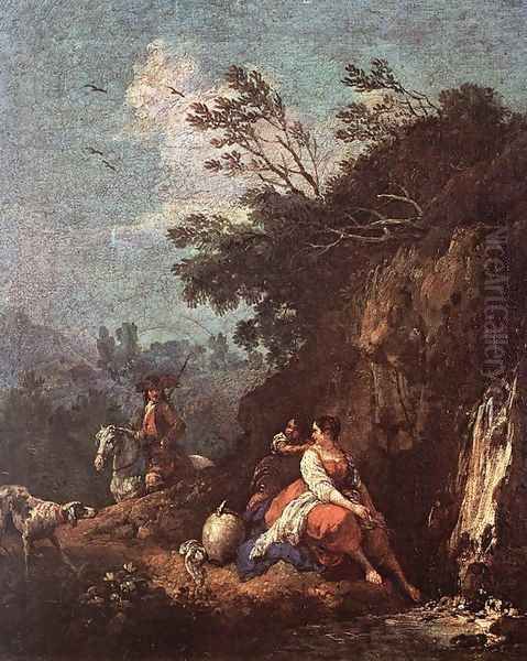 Landscape with a Rider Oil Painting by Francesco Zuccarelli