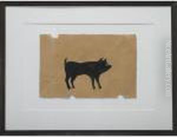 Pig Oil Painting by Bill Traylor