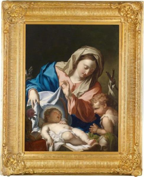 The Virgin And Child With The Infant Baptist Oil Painting by Francesco Trevisani