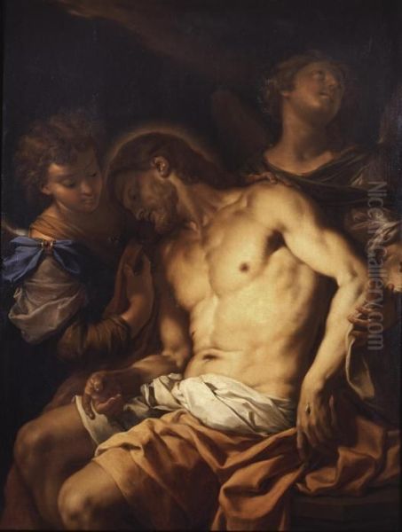 Christ Supported By Angels Oil Painting by Francesco Trevisani