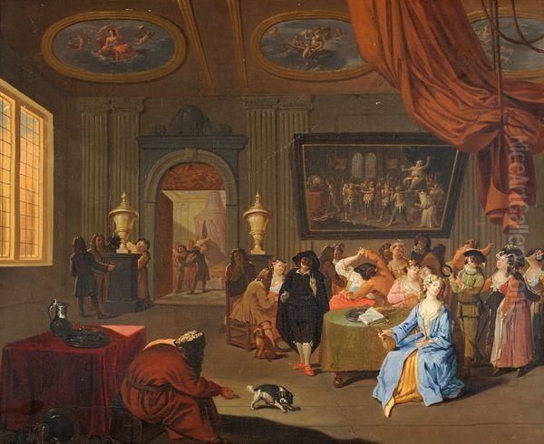 Scene De Bal Masque Oil Painting by Cornelis Troost