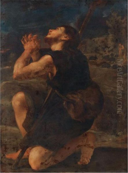 Praying Herder Oil Painting by Girolamo Troppa