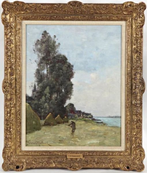 La Fenaison Pres De Candes Oil Painting by Paul Trouillebert