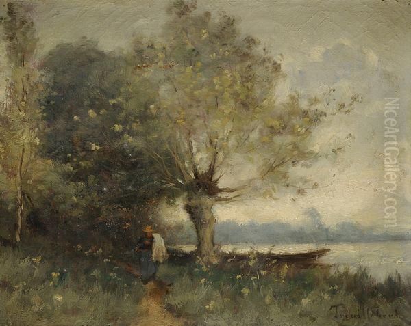 Lavandiere Sous Un Saule Oil Painting by Paul Trouillebert