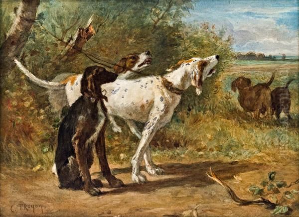 Jagdhunde Oil Painting by Constant Troyon