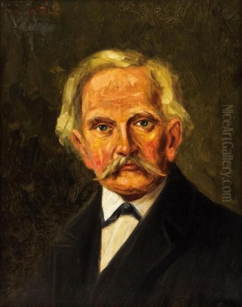 Herrenportrait En-face Oil Painting by Wilhelm Trubner