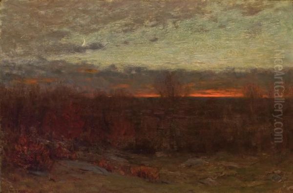 Sunset Oil Painting by Dwight William Tryon