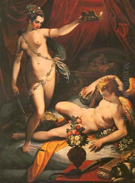 Amor and Psyche Oil Painting by Jacopo Zucchi