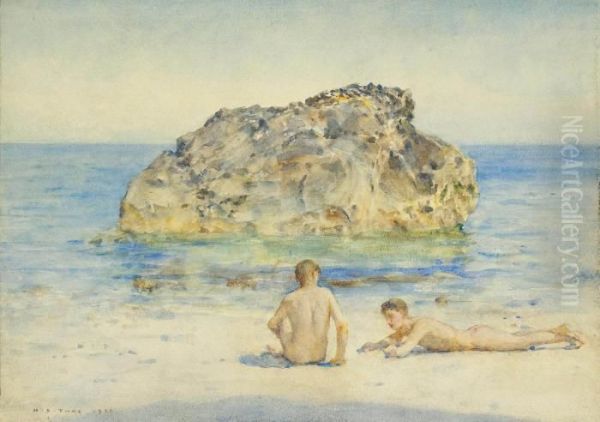 The Sunbathers Oil Painting by Henry Scott Tuke