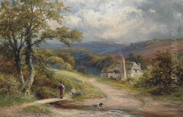 A Devonshire Lane Oil Painting by George Turner