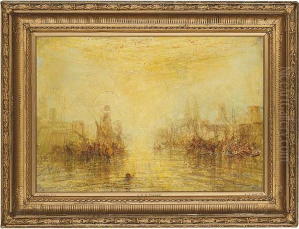 Ships At Sunset Oil Painting by Joseph Mallord William Turner