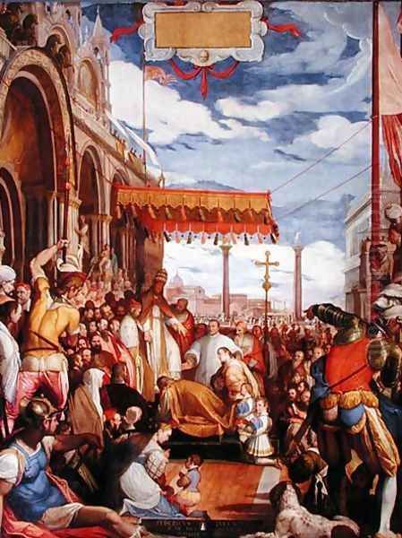 Frederick Barbarossa (c.1123-90) Pays Public Homage to Pope Alexander III (1105-81) in March 1177 Oil Painting by Federico Zuccaro