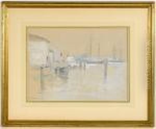 The Harbor Oil Painting by John Henry Twachtman