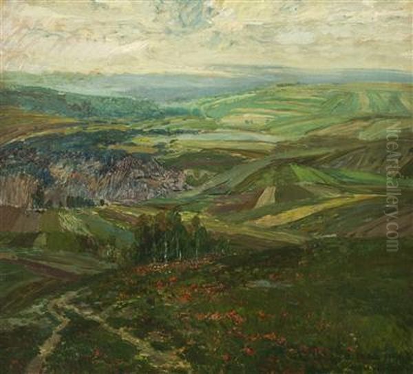 A Summer Landscape Oil Painting by Josef Ullmann