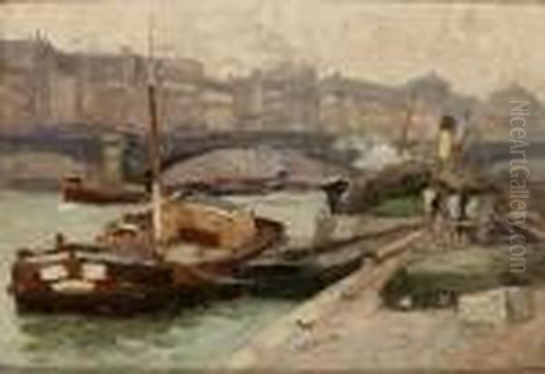 An Der Seine Oil Painting by Julius Ullmann