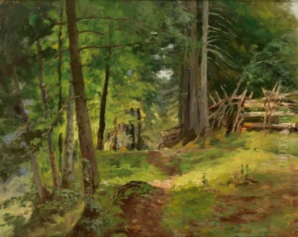 Waldweg Oil Painting by Julius Ullmann