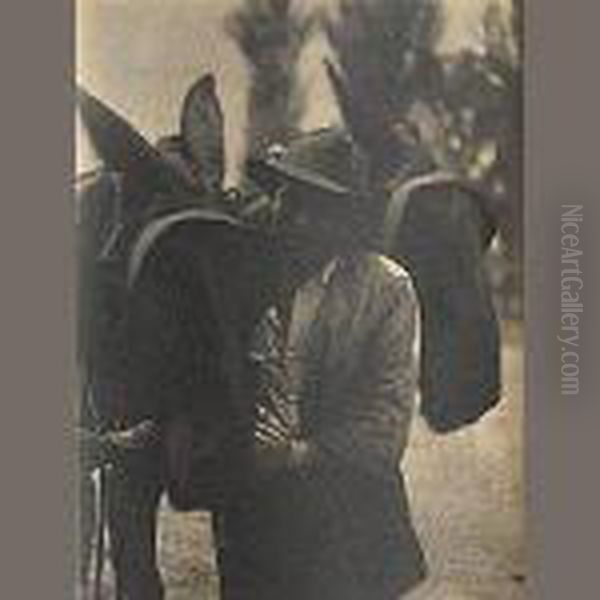 Black Man With Mule Oil Painting by Doris Ulmann