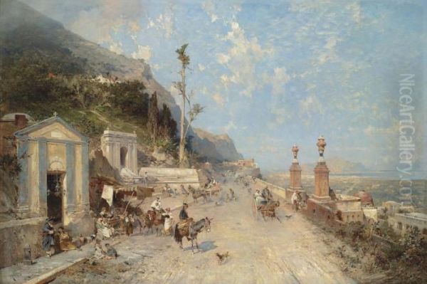 Strada Monreale, Palermo Oil Painting by Franz Richard Unterberger