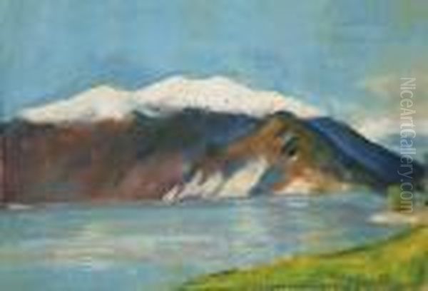 Gardasee Mit Monte Baldo Oil Painting by Lesser Ury