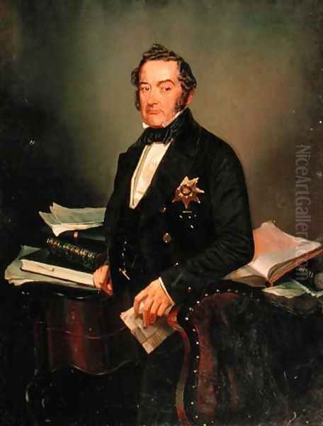 Portrait of Senator Ivan Tolstoy (1792-1854) Oil Painting by Mihaly von Zichy