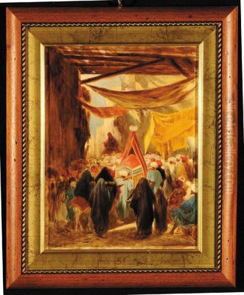 Mercato In Una Strada Orientale Oil Painting by Stefano Ussi