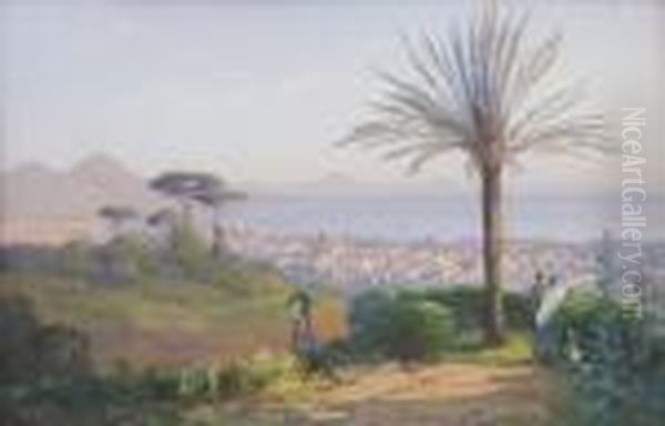 Napoli Dai Camaldoli Oil Painting by Cesare Uva